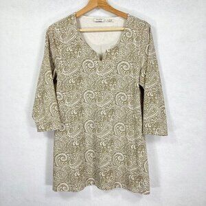 🔥 3/$15 🔥Liz Claiborne Tunic Tee V-Neck Paisley Grandma Core Boho Academia M